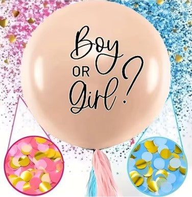 Gender Reveal Beige balloon (90CM) ๐ (with Confetti) READ DESCRIPTION