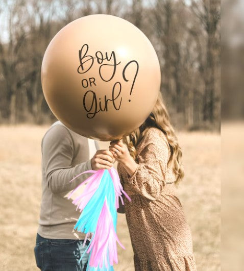 Gender Reveal Beige balloon (90CM) ๐ (with Confetti) READ DESCRIPTION