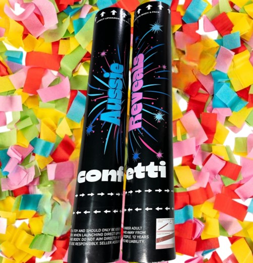 (2x) Confetti Gender Reveal 40CM Cannon (sold as a pair) ππ