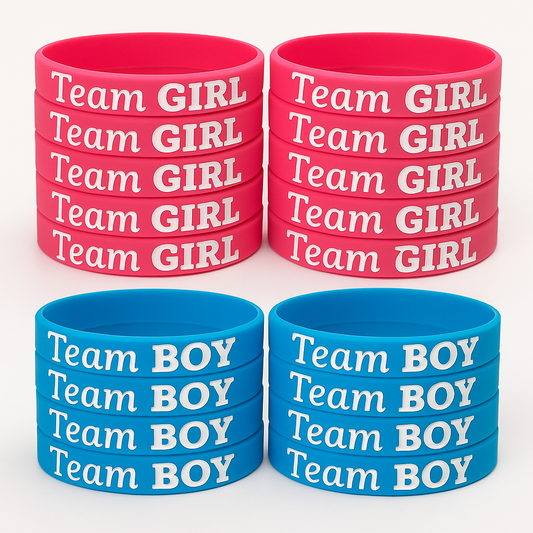 20 PACK - Gender Reveal Team Boy & Team Girl Wristbands