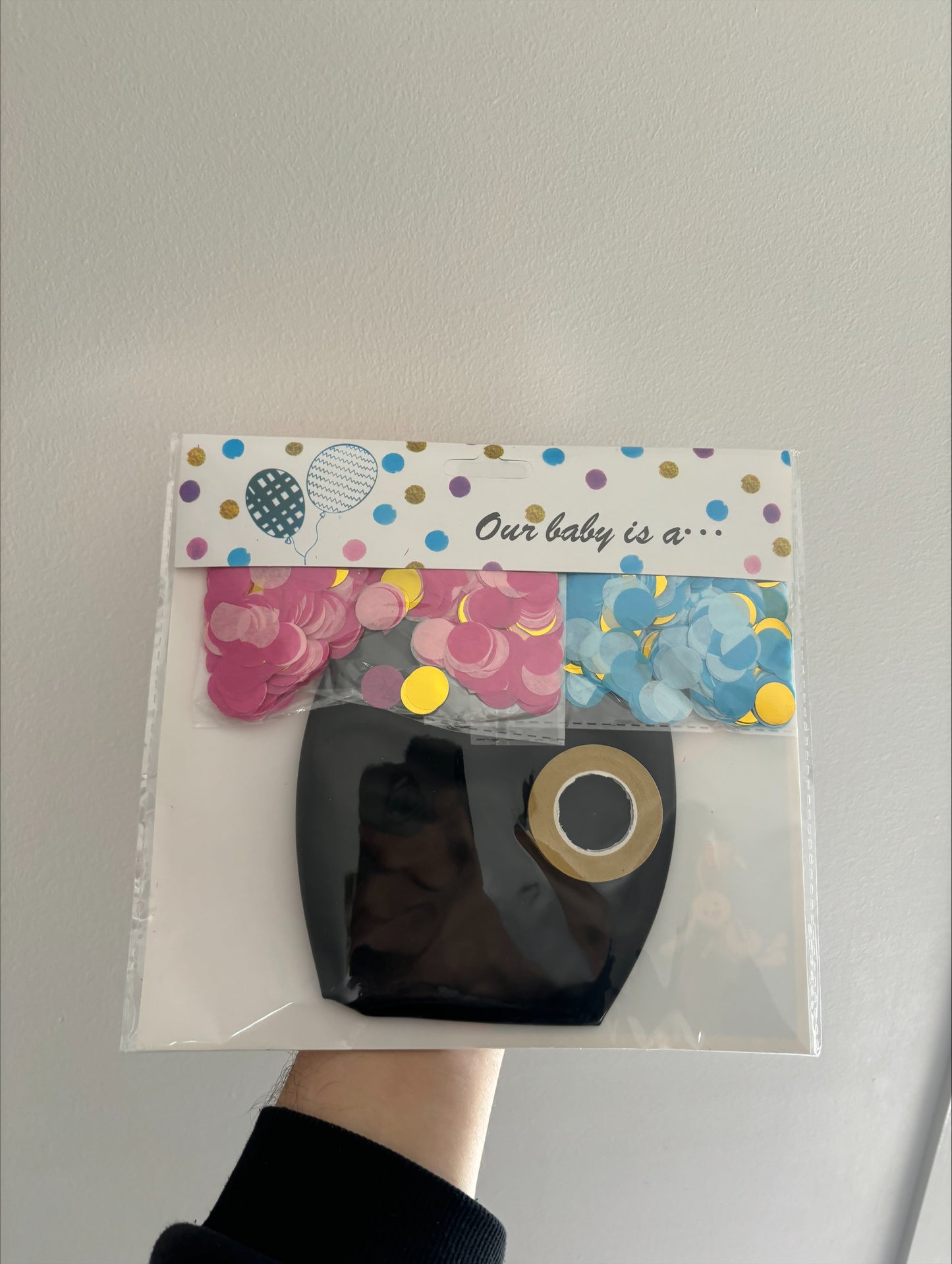 Gender reveal Black Balloon (90CM) (with confetti)
